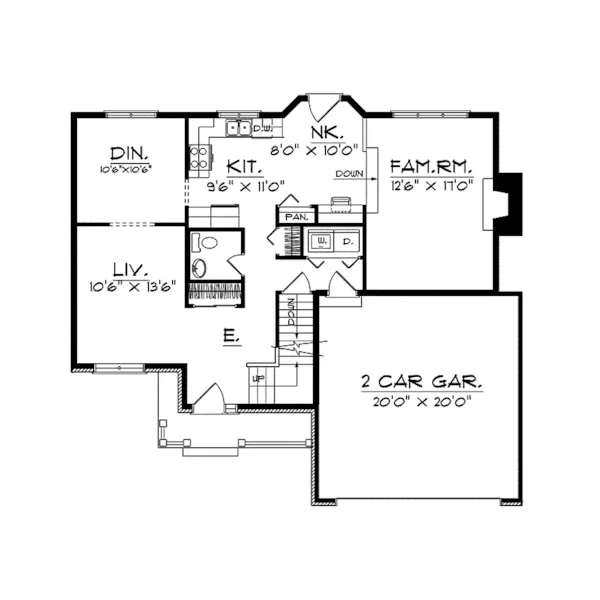 Traditional House Plan First Floor - Crestview Country Home 051D-0001 - Search House Plans and More