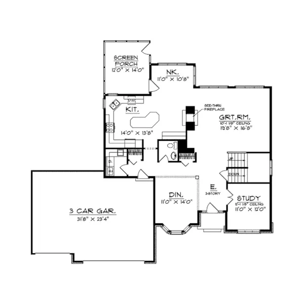 Traditional House Plan First Floor - Union Park Traditional Home 051D-0002 - Shop House Plans and More