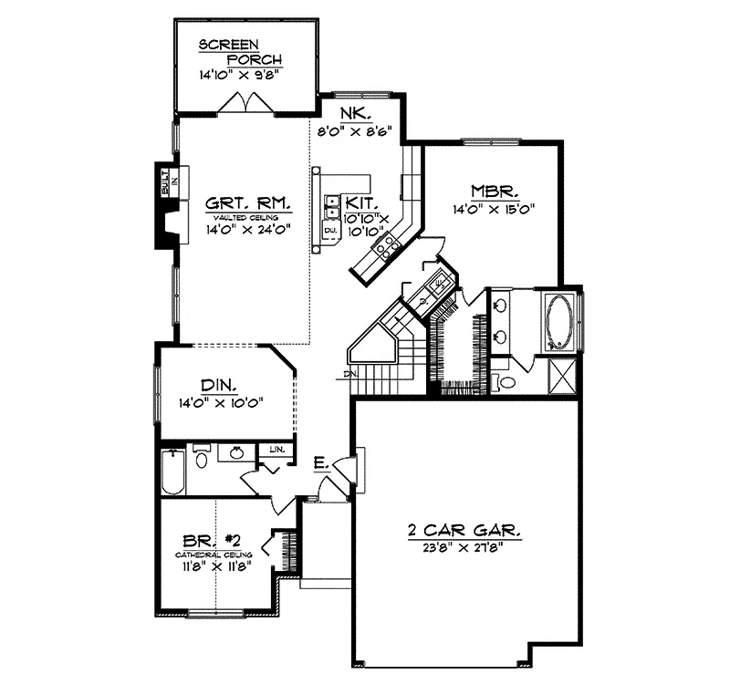 Cabin & Cottage House Plan First Floor - Sorrento Spring Cottage Home 051D-0004 - Shop House Plans and More