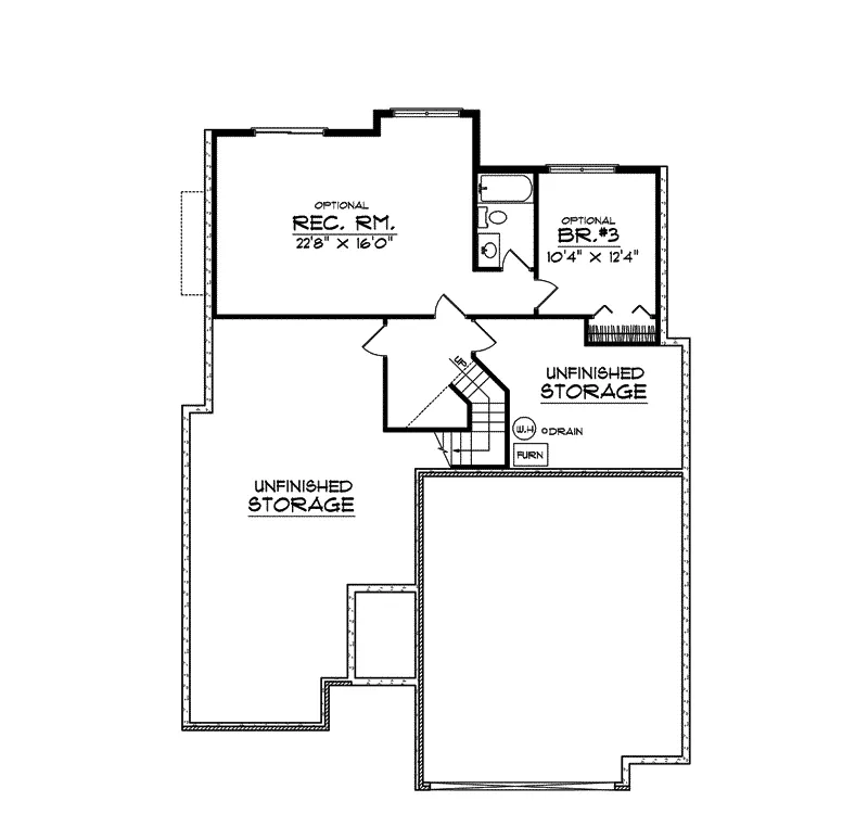 Rustic House Plan Lower Level Floor - Sorrento Spring Cottage Home 051D-0004 - Shop House Plans and More