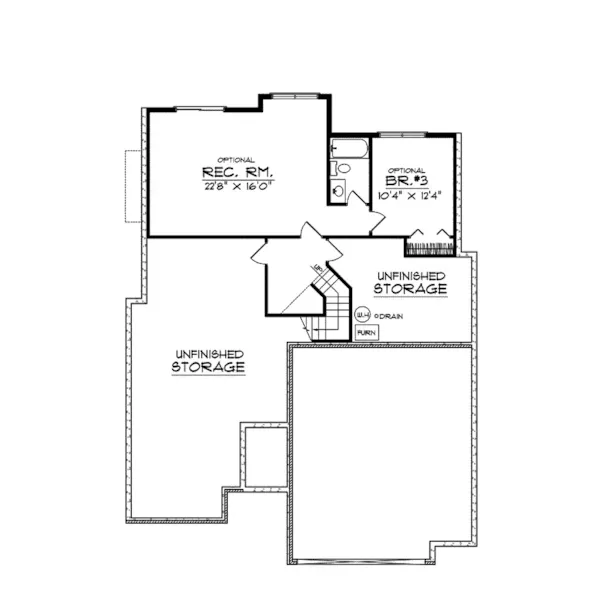 Rustic House Plan Lower Level Floor - Sorrento Spring Cottage Home 051D-0004 - Shop House Plans and More