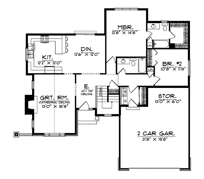Ranch House Plan First Floor - 051D-0005 - Shop House Plans and More