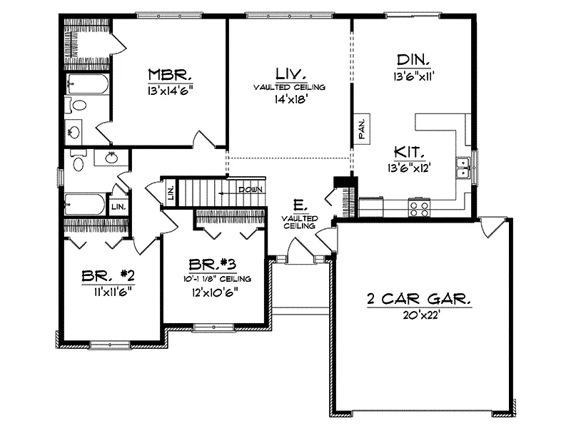 Ranch House Plan First Floor - Azalea Park Ranch Home 051D-0008 - Search House Plans and More