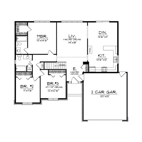 Ranch House Plan First Floor - Azalea Park Ranch Home 051D-0008 - Search House Plans and More