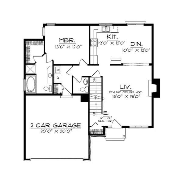 Neoclassical House Plan First Floor - Mt. Dora Ranch Home 051D-0009 - Shop House Plans and More