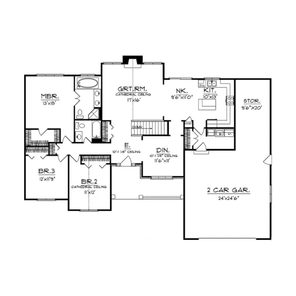 Traditional House Plan First Floor - Winter Pines Traditional Home 051D-0010 - Shop House Plans and More