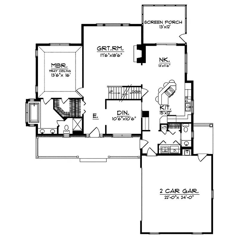 Country House Plan First Floor - Tangelo Park Traditional Home 051D-0011 - Shop House Plans and More