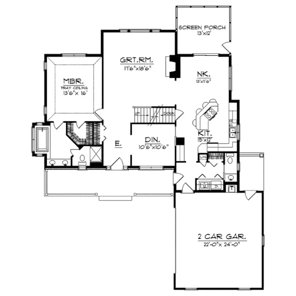 Southern House Plan First Floor - Tangelo Park Traditional Home 051D-0011 - Shop House Plans and More