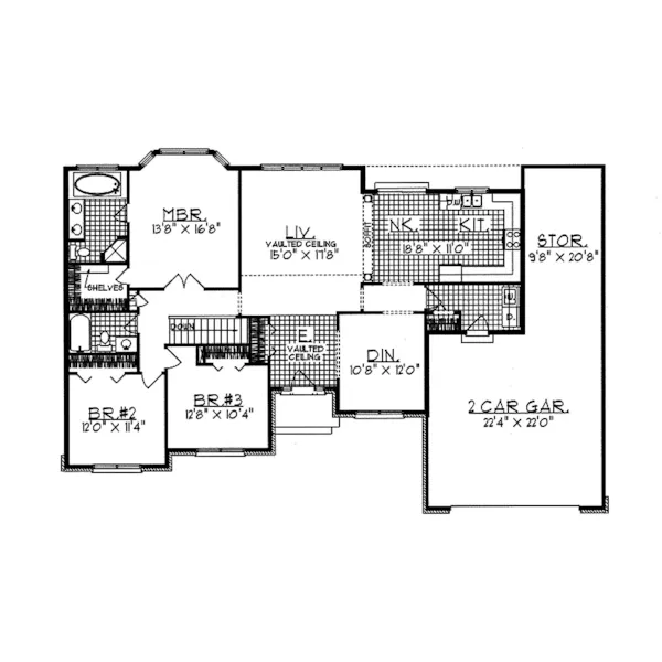 Traditional House Plan First Floor - Barton Lake Country Ranch Home 051D-0013 - Search House Plans and More