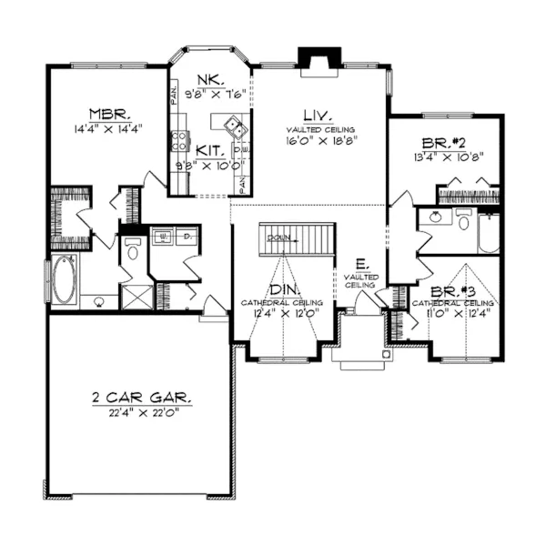 Traditional House Plan First Floor - Moss Park Ranch Home 051D-0014 - Shop House Plans and More