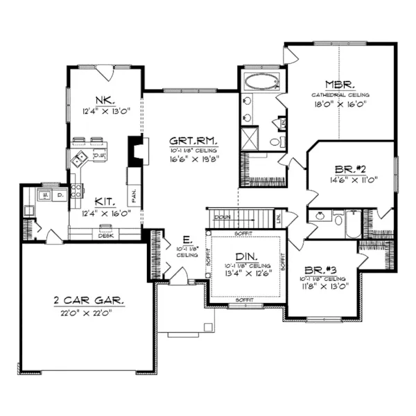 Traditional House Plan First Floor - Alverno Traditional Ranch Home 051D-0016 - Search House Plans and More