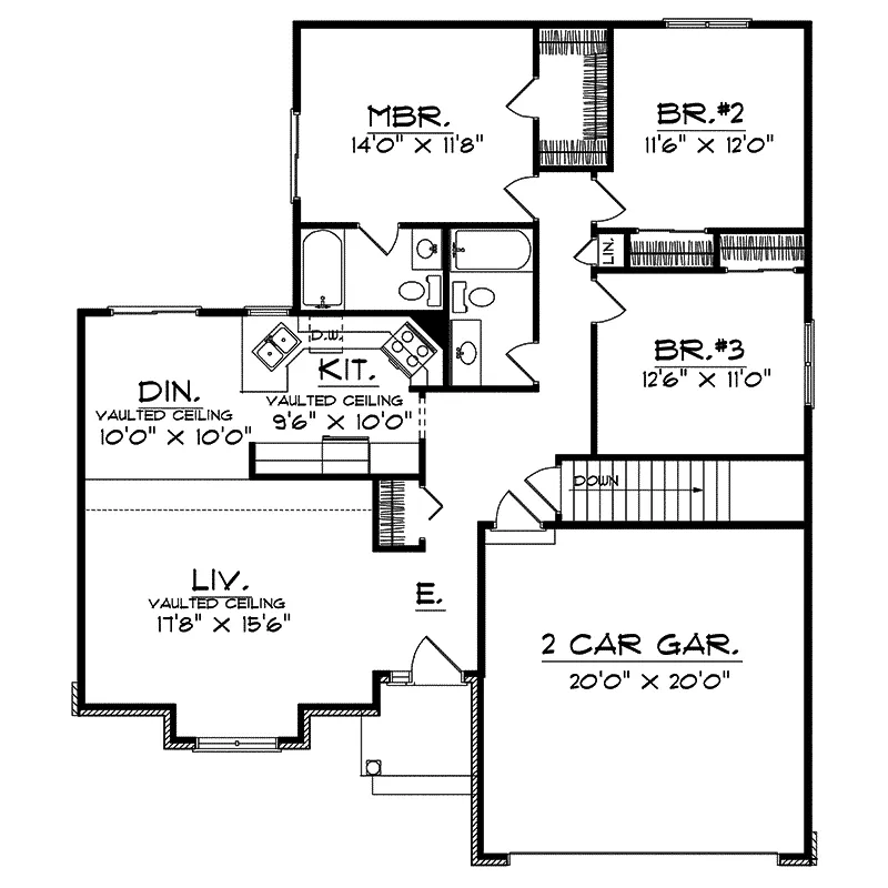 Ranch House Plan First Floor - Evergreen Hill Ranch Home 051D-0017 - Search House Plans and More