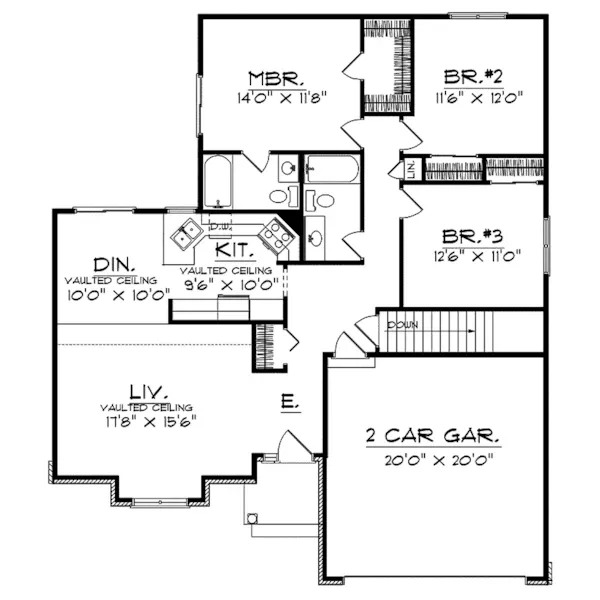 Ranch House Plan First Floor - Evergreen Hill Ranch Home 051D-0017 - Search House Plans and More