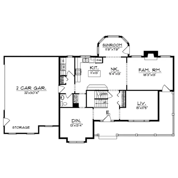 Farmhouse Plan First Floor - Norwood Falls Country Home 051D-0020 - Shop House Plans and More