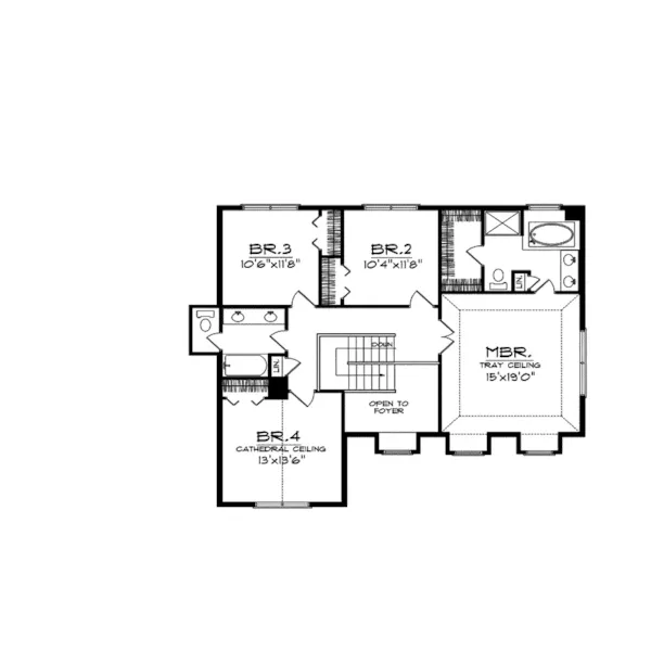 Farmhouse Plan Second Floor - Norwood Falls Country Home 051D-0020 - Shop House Plans and More