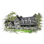 Shingle Sided Country Farmhouse Two-Story Home With Covered Porch