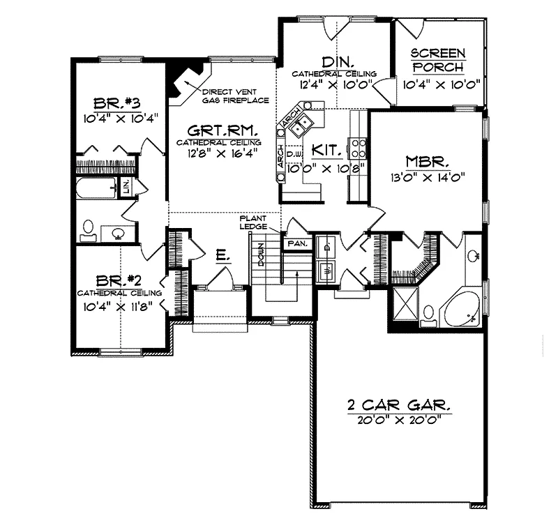 Ranch House Plan First Floor - Whiterock Ranch Home 051D-0023 - Shop House Plans and More