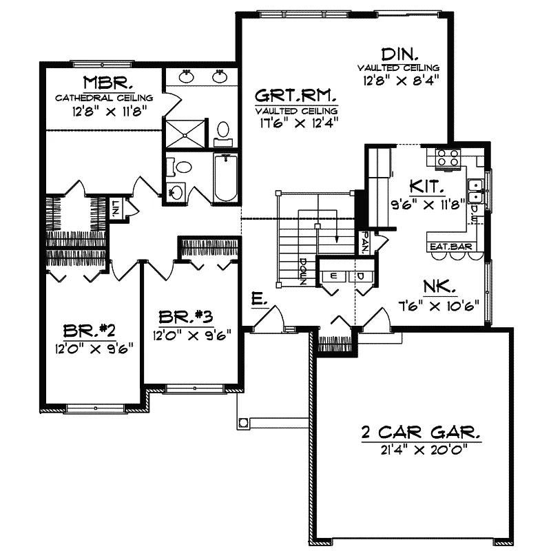 Ranch House Plan First Floor - Ravenna Creek Ranch Home 051D-0026 - Shop House Plans and More
