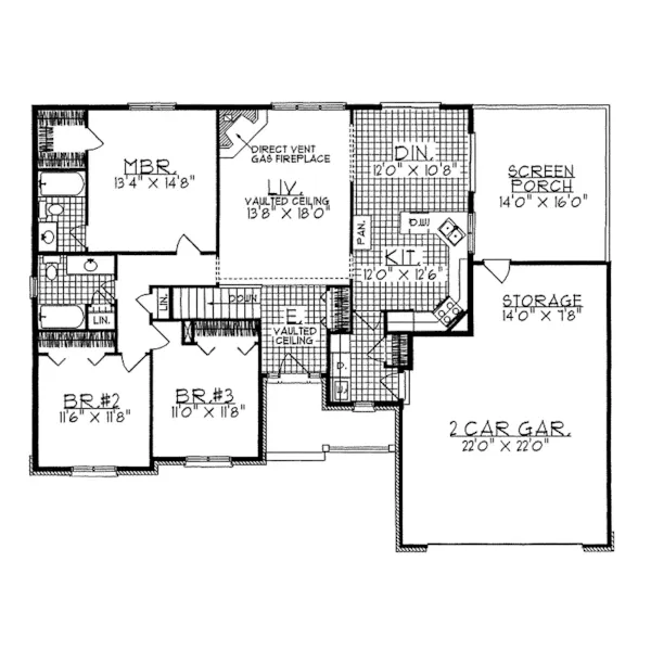 Traditional House Plan First Floor - Sandusky Ranch Home 051D-0027 - Shop House Plans and More