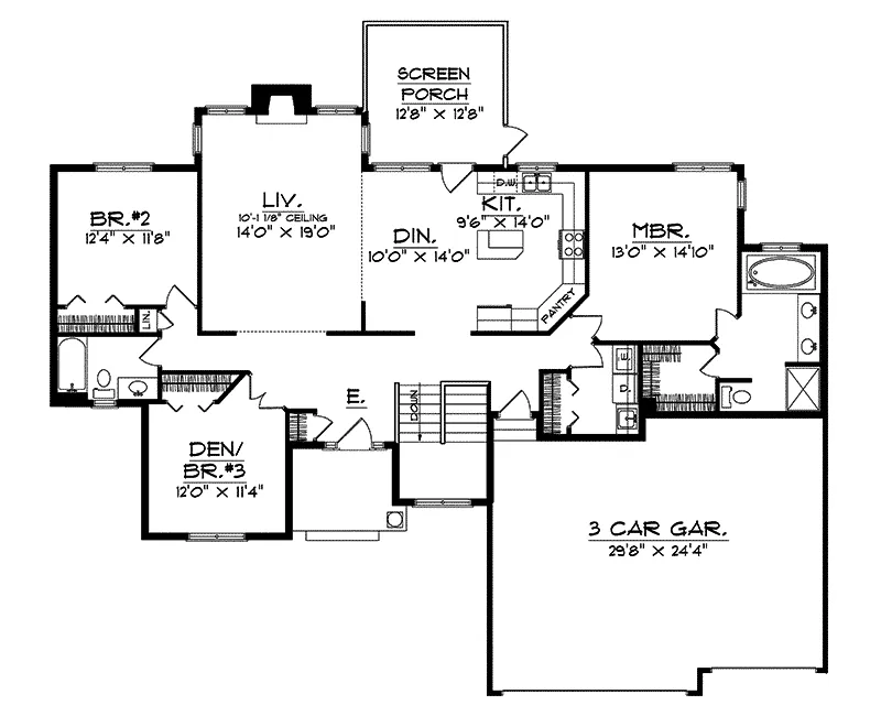 Country House Plan First Floor - Asheboro Country Ranch Home 051D-0028 - Search House Plans and More