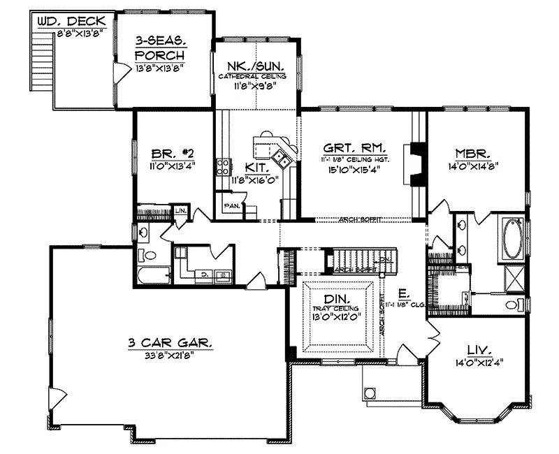 Neoclassical House Plan First Floor - Fairhollow Ranch Home 051D-0029 - Search House Plans and More