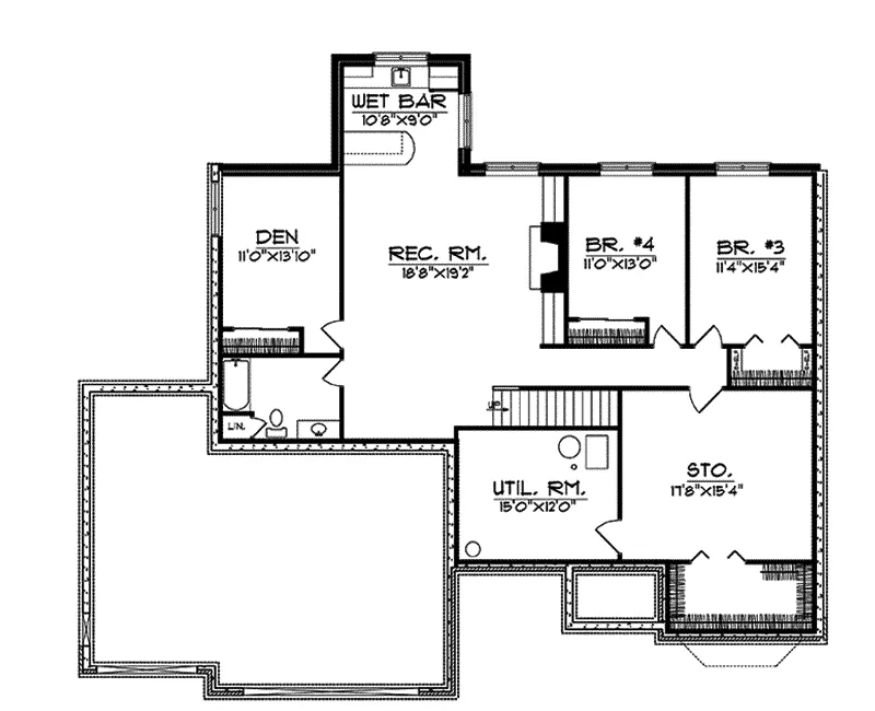 Neoclassical House Plan Lower Level Floor - Fairhollow Ranch Home 051D-0029 - Search House Plans and More