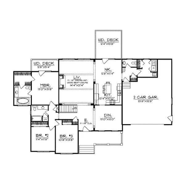 Cape Cod & New England House Plan First Floor - Clarkson Hill Southern Home 051D-0030 - Search House Plans and More