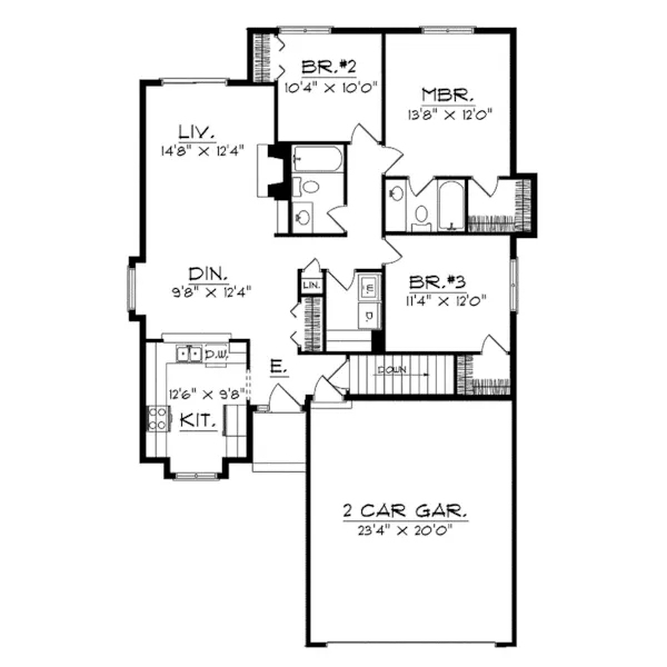 Traditional House Plan First Floor - Westphalia Traditional Home 051D-0031 - Shop House Plans and More