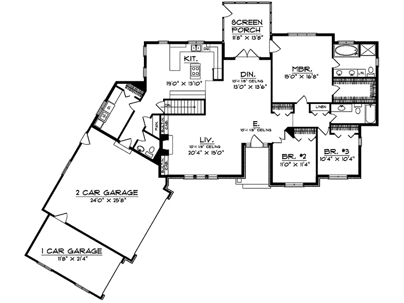 Ranch House Plan First Floor - Horton Crossing Ranch Home 051D-0032 - Search House Plans and More