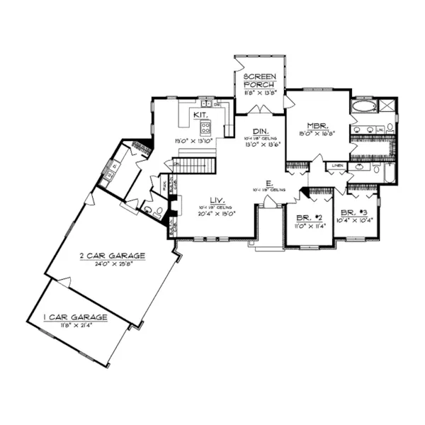 Traditional House Plan First Floor - Horton Crossing Ranch Home 051D-0032 - Search House Plans and More