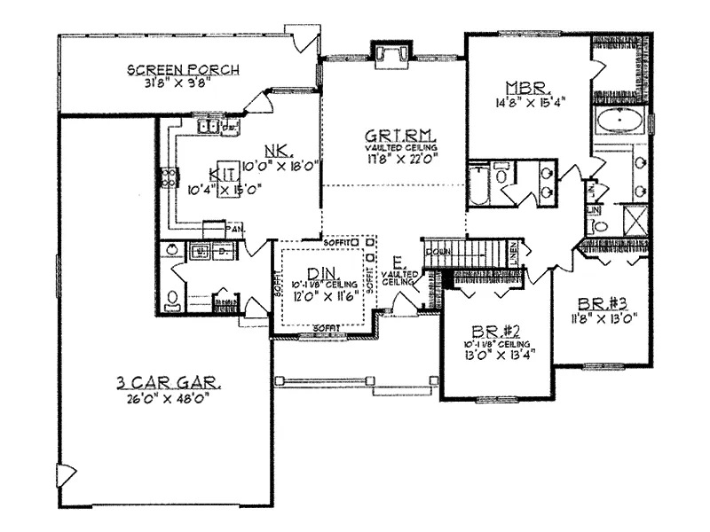 Country House Plan First Floor - Ann Arbor Luxury Ranch Home 051D-0033 - Search House Plans and More