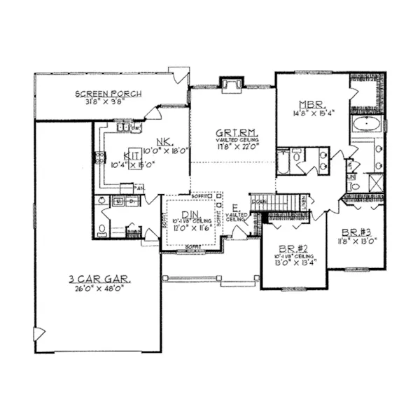 Neoclassical House Plan First Floor - Ann Arbor Luxury Ranch Home 051D-0033 - Search House Plans and More