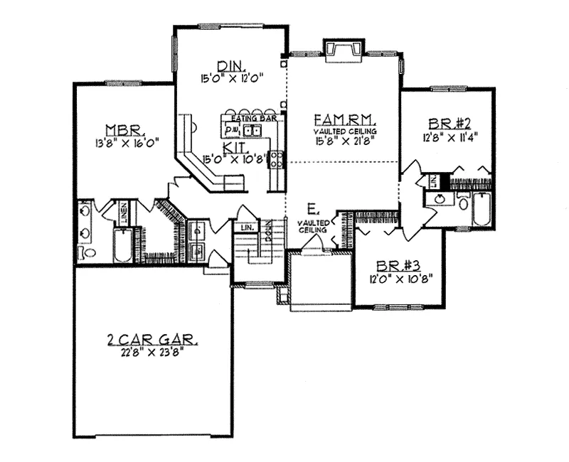 Ranch House Plan First Floor - Livonia Traditional Ranch Home 051D-0034 - Shop House Plans and More