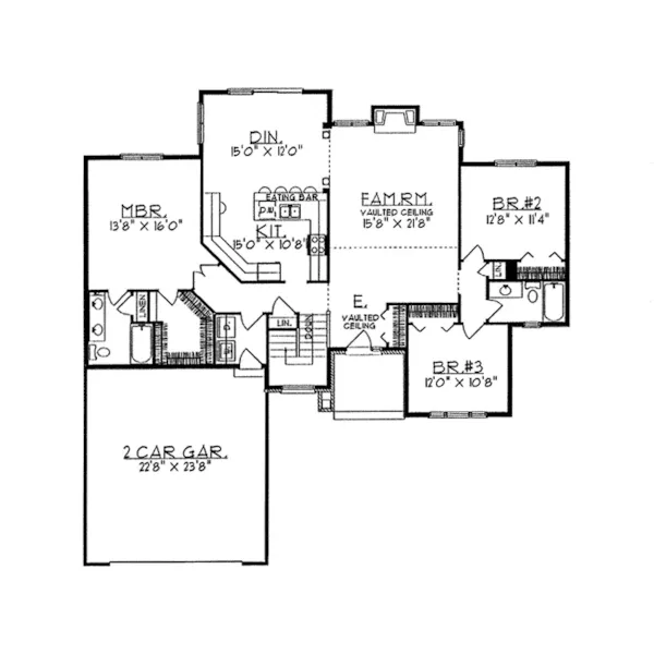 Traditional House Plan First Floor - Livonia Traditional Ranch Home 051D-0034 - Shop House Plans and More