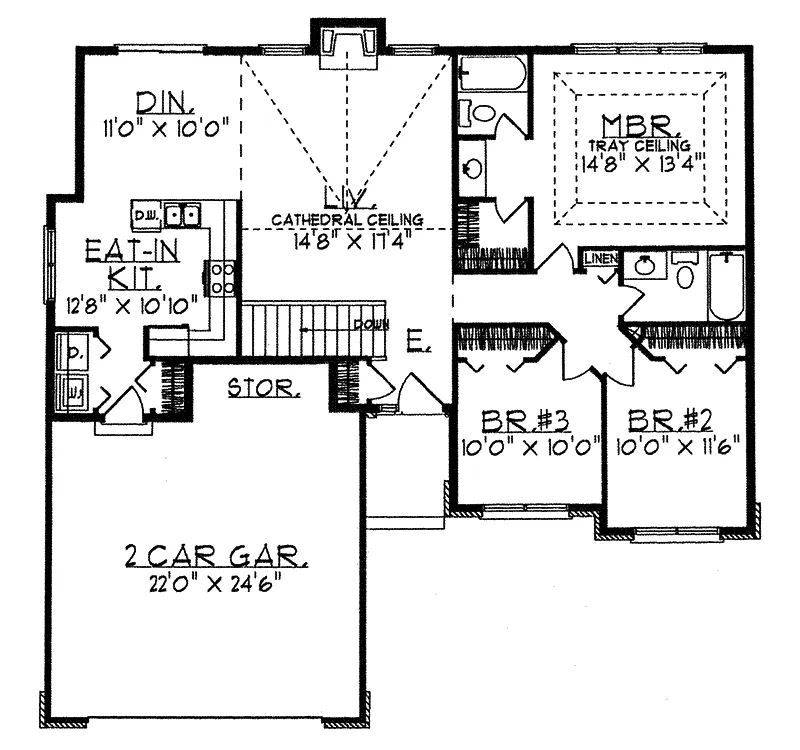Traditional House Plan First Floor - Constantine Park Narrow Lot 051D-0038 - Search House Plans and More