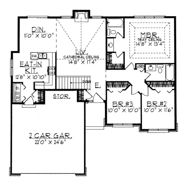 Ranch House Plan First Floor - Constantine Park Narrow Lot 051D-0038 - Search House Plans and More