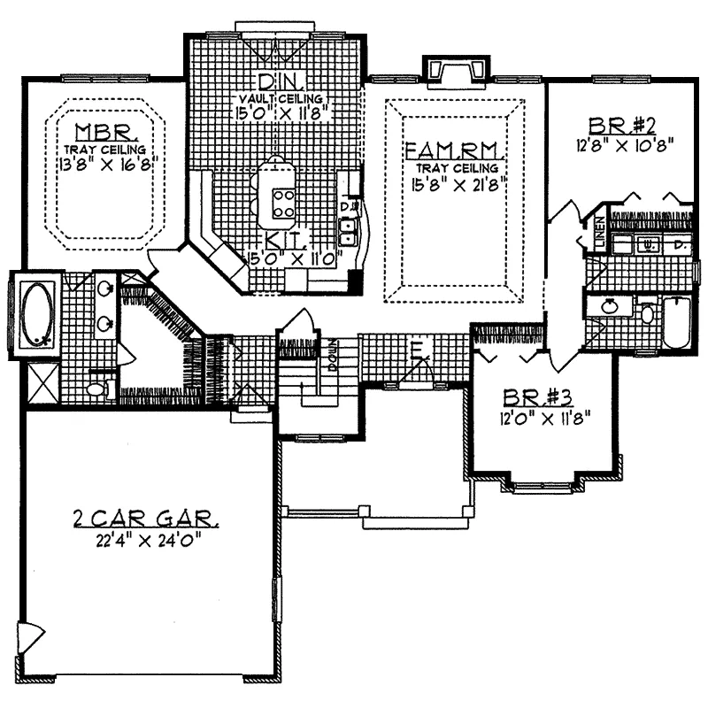 Traditional House Plan First Floor - Bellow Woods Ranch Home 051D-0041 - Search House Plans and More