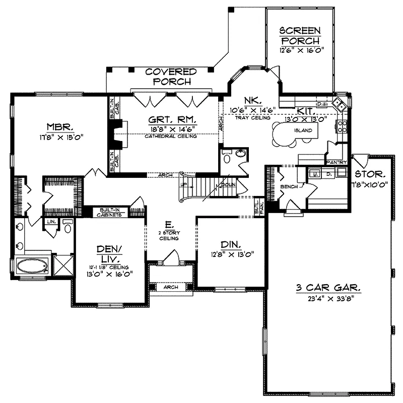 Tudor House Plan First Floor - Waterdell Tudor Home 051D-0044 - Shop House Plans and More