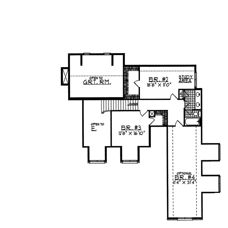 Tudor House Plan Second Floor - Waterdell Tudor Home 051D-0044 - Shop House Plans and More