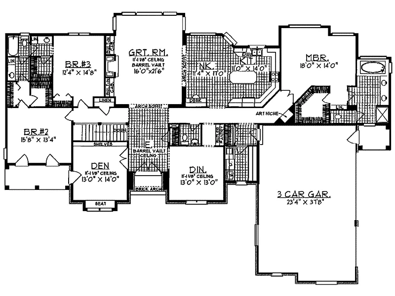 European House Plan First Floor - Harper Woods Ranch Home 051D-0046 - Search House Plans and More