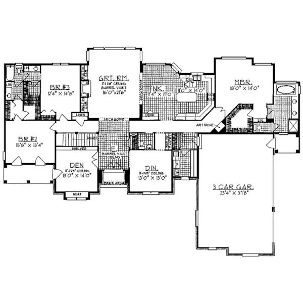 Tudor House Plan First Floor - Harper Woods Ranch Home 051D-0046 - Search House Plans and More