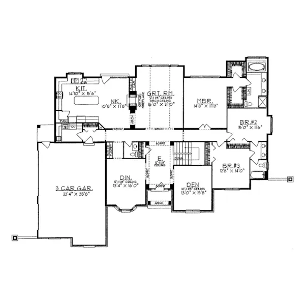 Tudor House Plan First Floor - Eleanor Luxury Ranch Home 051D-0048 - Search House Plans and More