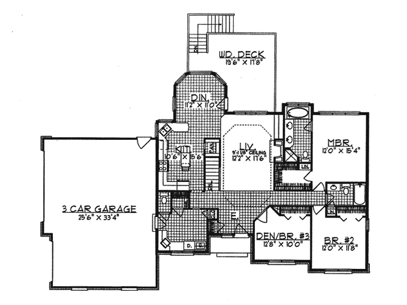 Traditional House Plan First Floor - Robbinsdale Brick Ranch Home 051D-0054 - Shop House Plans and More