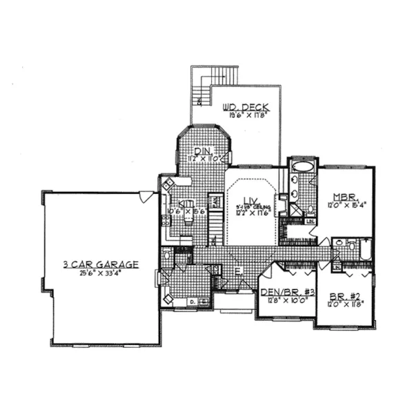 Traditional House Plan First Floor - Robbinsdale Brick Ranch Home 051D-0054 - Shop House Plans and More