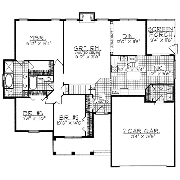 Ranch House Plan First Floor - Olson County Ranch Home 051D-0056 - Shop House Plans and More