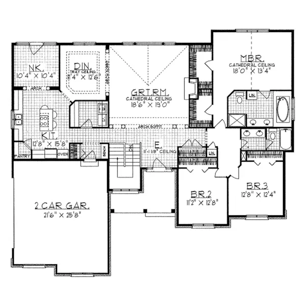 Traditional House Plan First Floor - Excelsior Park Country Home 051D-0057 - Search House Plans and More