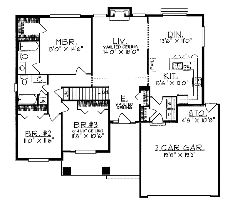 Traditional House Plan First Floor - Mendota Spring Ranch Home 051D-0061 - Shop House Plans and More