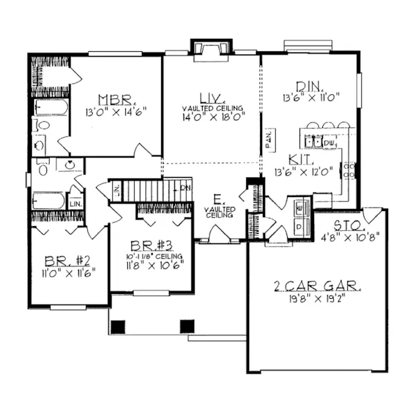 Traditional House Plan First Floor - Mendota Spring Ranch Home 051D-0061 - Shop House Plans and More