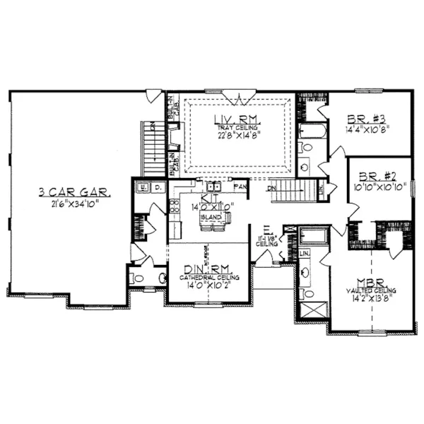 Ranch House Plan First Floor - Sydney Park Ranch Home 051D-0063 - Shop House Plans and More