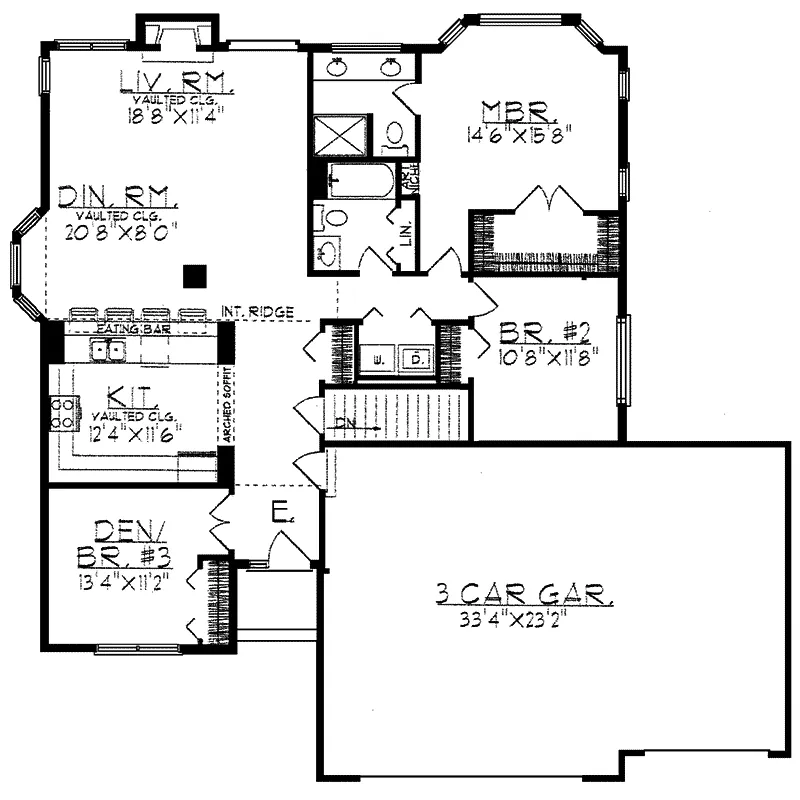 Traditional House Plan First Floor - Crawford Creek Ranch Home 051D-0064 - Search House Plans and More